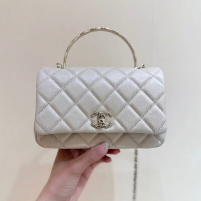CHANEL 25S COCO CRUSH HANDLE 18 IN NUDE CALFSKIN GOLD HARDWARE