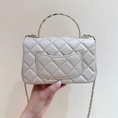 CHANEL 25S COCO CRUSH HANDLE 18 IN NUDE CALFSKIN GOLD HARDWARE