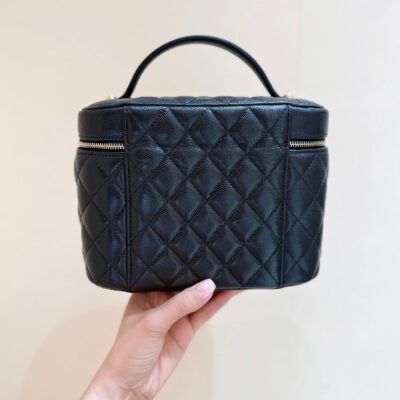 CHANEL 25S VANITY TOP HANDLE CASE 21 IN BLACK CALFSKIN