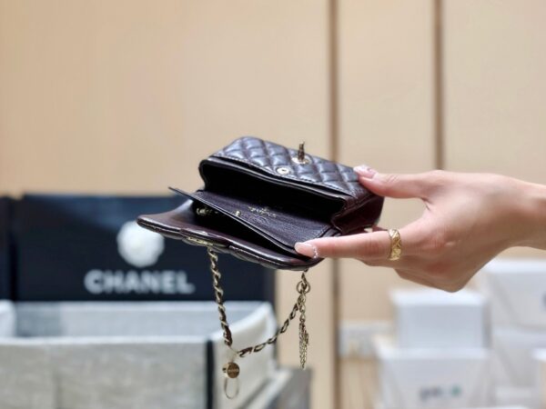25S CHANEL MINI CF BAG 12 IN DARK BROWN LAMBSKIN HEART MODEL