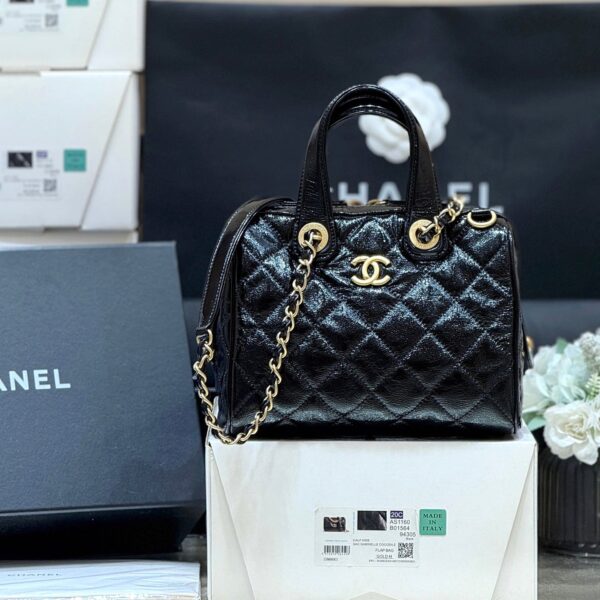 img_f3c7fd90_20250622_i1750564660043_6681_0_0_jpg CHANEL 25S SMALL BOWLING BAG 21 IN BLACK CALFSKIN GOLD HARDWARE