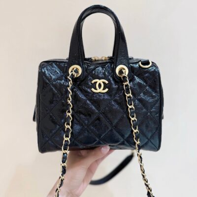 img_f3c7fd90_20250622_i1750564660214_5990_0_3_jpg CHANEL 25S SMALL BOWLING BAG 21 IN BLACK CALFSKIN GOLD HARDWARE