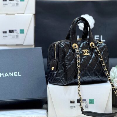 img_f3c7fd90_20250622_i1750564661951_2748_0_1_jpg CHANEL 25S SMALL BOWLING BAG 21 IN BLACK CALFSKIN GOLD HARDWARE