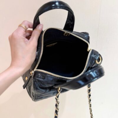 img_f3c7fd90_20250622_i1750564662137_2410_0_8_jpg CHANEL 25S SMALL BOWLING BAG 21 IN BLACK CALFSKIN GOLD HARDWARE