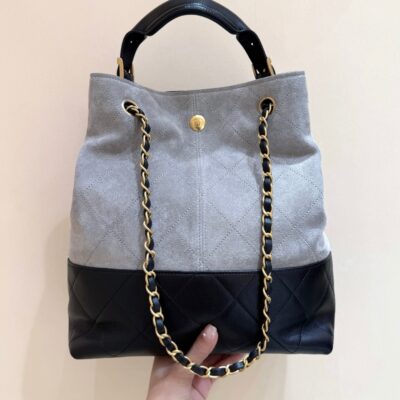 img_f3c7fd90_20250701_i1751352491666_6701_0_5_jpg CHANEL 25S SHOPPING BAG 33 IN GREY AND BLACK SUEDE CALFSKIN
