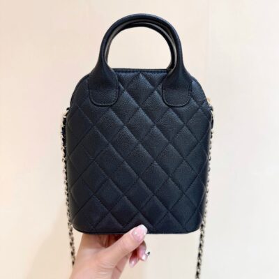 CHANEL 25S CLUTCH WITH CHAIN 18 IN BLACK CALFSKIN GOLD HARDWARE