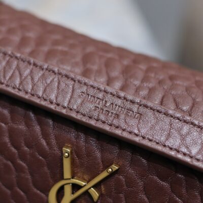 Niki mini crinkled shoulder 22 in Chestnut Brown Lamskin Gold Hardware