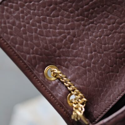 Niki mini crinkled shoulder 22 in Chestnut Brown Lamskin Gold Hardware