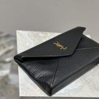 ENVELOPE CLUTCH 29 IN BLACK LAMBSKIN COPPER LOGO