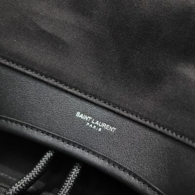CITY MULTI-POCKET BACKPACK 42 IN BLACK NYLON AND SMOOTH CALFSKIN