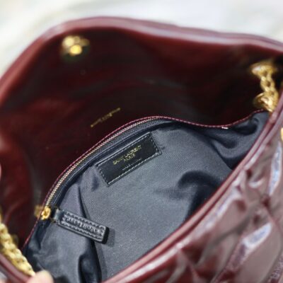 YSL 25S LOULOU PUFFER MEDIUM 29 IN DARK BURGUNDY CALFSKIN