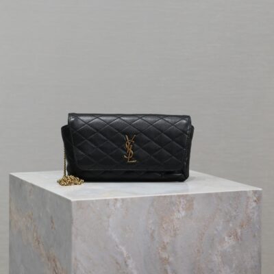 YSL 25S SAINT LAURENT GABY 19 IN BLACK QUILTED CALFSKIN GOLD HARDWRE