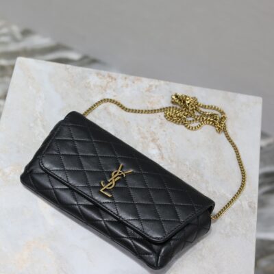 YSL 25S SAINT LAURENT GABY 19 IN BLACK QUILTED CALFSKIN GOLD HARDWARE