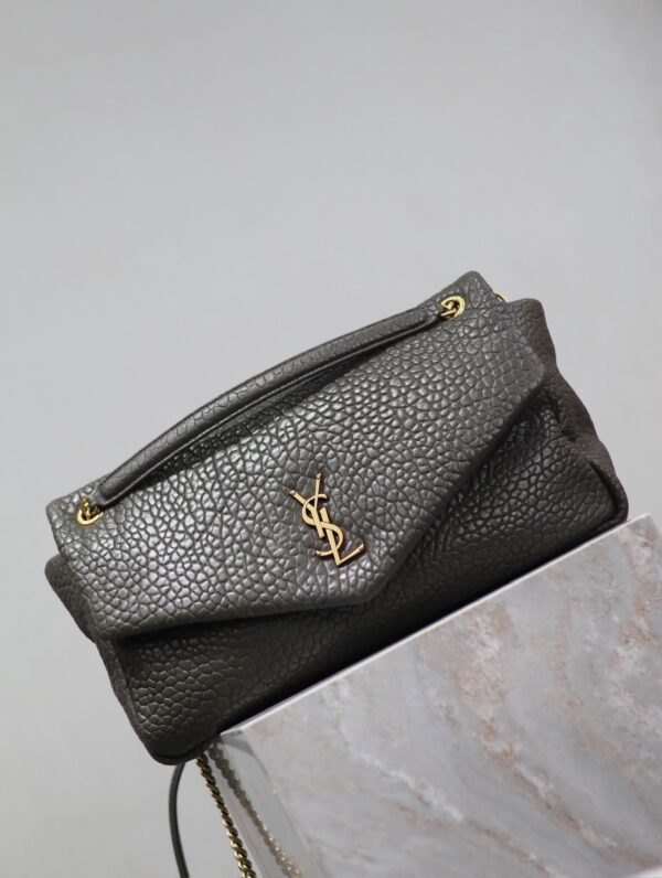 YSL 25S CALYPSO BAG 38 IN ARMY GREEN GRAINED LAMBSKIN GOLD HARDWARE