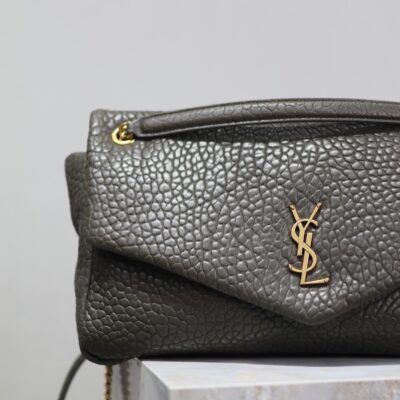 YSL 25S CALYPSO BAG 38 IN ARMY GREEN GRAINED LAMBSKIN GOLD HARDWARE