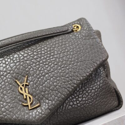 YSL 25S CALYPSO BAG 38 IN ARMY GREEN GRAINED LAMBSKIN GOLD HARDWARE