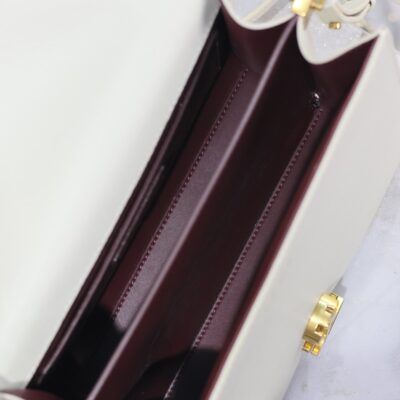 CASSANDRA TOP HANDLE BAG 24 IN WHITE CALFSKIN GOLD HARDWARE