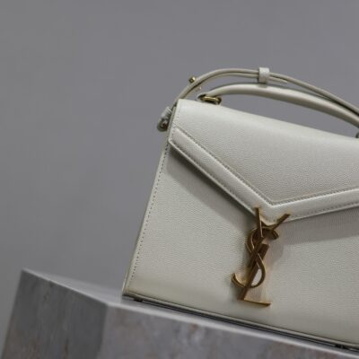 CASSANDRA MINI TOP HANDLE BAG 20 IN WHITE CALFSKIN GOLD HARDWARE