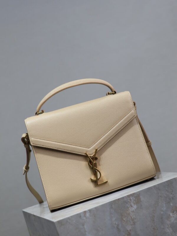 CASSANDRA TOP HANDLE BAG 24 IN BEIGE CALFSKIN GOLD HARDWARE