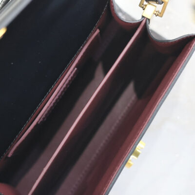 CASSANDRA MINI TOP HANDLE BAG 20 IN BLACK SMOOTH LAMBSKIN GOLD HARDWARE