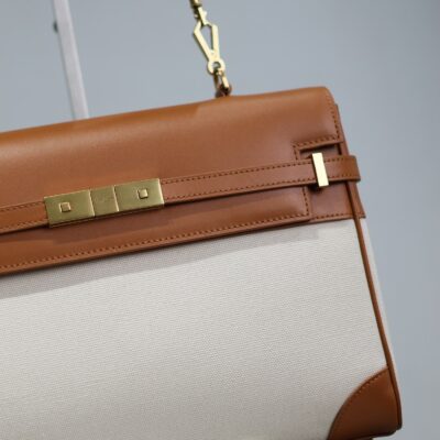 img_f8c0bdc9_20240525_i1716628930_4033_8_jpg MANHATTAN HANDBAG 32 IN BROWN CALFSKIN AND WHITE CANVAS GOLD HARDWARE
