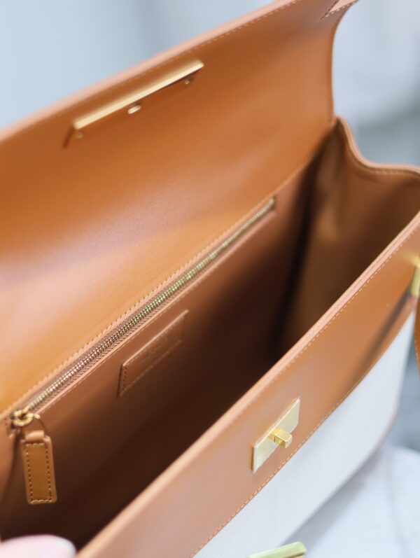 img_f8c0bdc9_20240525_i1716628930_6385_1_jpg MANHATTAN HANDBAG 32 IN BROWN CALFSKIN AND WHITE CANVAS GOLD HARDWARE