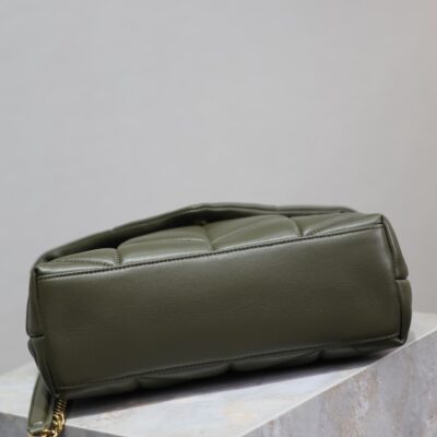 YSL 25S LOULOU PUFFER MM 29 IN DARK OLIVE CALFSKIN GOLD HARDWRE