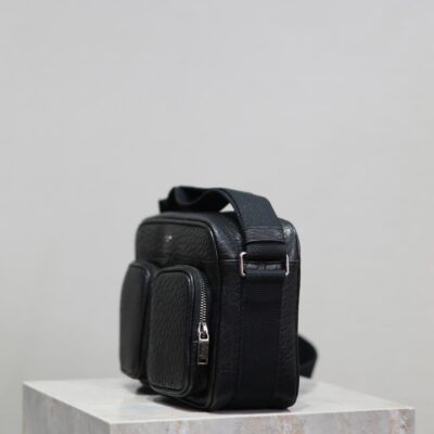CITY CAMERA BAG 24 IN BLACK ELEPHANT PATTERN LAMBSKIN