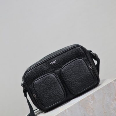 CITY CAMERA BAG 24 IN BLACK ELEPHANT PATTERN LAMBSKIN