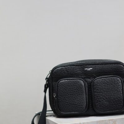 CITY CAMERA BAG 24 IN BLACK ELEPHANT PATTERN LAMBSKIN