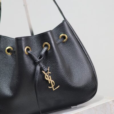 img_f8c0bdc9_20240711_i1720679286_8027_1_jpg PARIS VII SMALL HOBO 30 IN BLACK GRAINED LEATHER GOLD HARDWARE