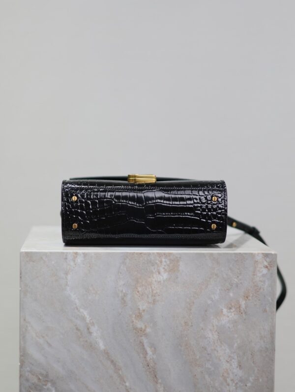 img_f8c0bdc9_20240718_i1721288936_7015_6_jpg CASSANDRA MINI TOP HANDLE BAG 20 IN BLACK CROCODILE-EMBOSSED GLOSSY CALFSKIN