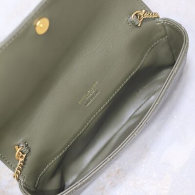 YSL 25S SAINT LAURENT GABY 19 IN DARK OLIVE QUILTED CALFSKIN GOLD HARDWARE