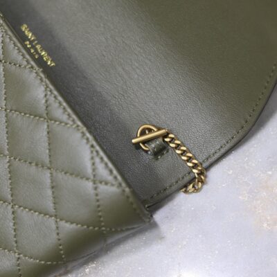 YSL 25S SAINT LAURENT GABY 19 IN DARK OLIVE QUILTED CALFSKIN GOLD HARDWARE