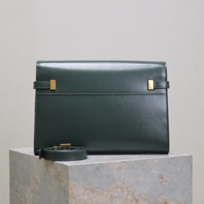 MANHATTAN MEDIUM 29 IN SACRAMENTO GREEN SMOOTH CALFSKIN GOLD BUCKLE
