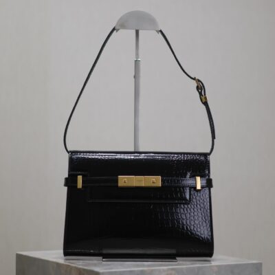 img_f8c0bdc9_20240810_i1723293167_8892_4_jpg MANHATTAN SMALL 24 IN BLACK CROCODILE PATTERN GLOSSY CALFSKIN GOLD BUCKLE