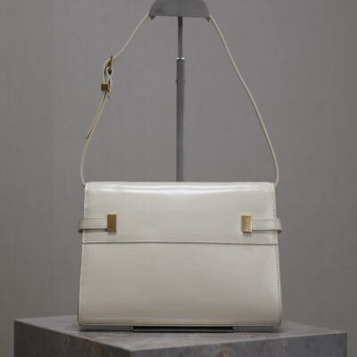 MANHATTAN SMALL 24 IN WHITE SMOOTH LAMBSKIN GOLD HARDWARE