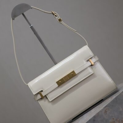 MANHATTAN SMALL 24 IN WHITE SMOOTH LAMBSKIN GOLD HARDWARE