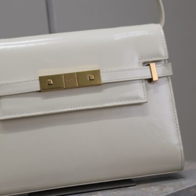 MANHATTAN SMALL 24 IN WHITE SMOOTH LAMBSKIN GOLD HARDWARE