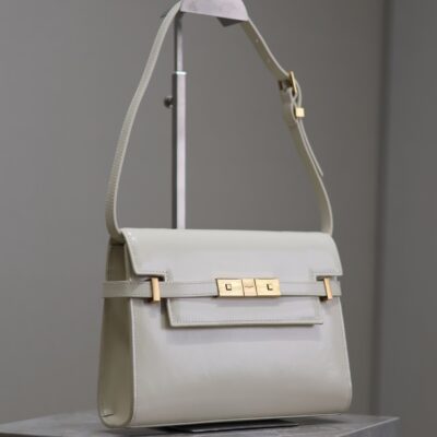 MANHATTAN SMALL 24 IN WHITE SMOOTH LAMBSKIN GOLD HARDWARE