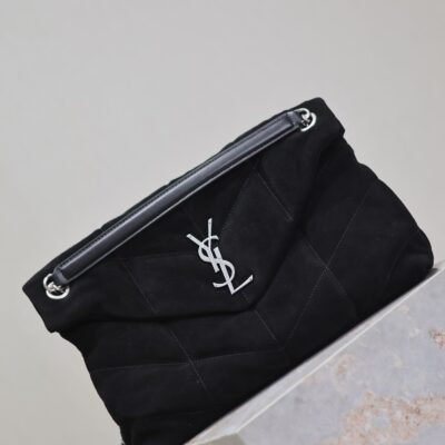 img_f8c0bdc9_20240811_i1723371904_1579_4_jpg YSL 25S LOULOU PUFFER GM 35 IN BLACK SUEDE SILVER HARDWRE