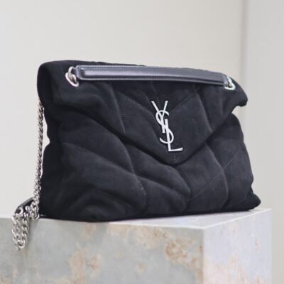 img_f8c0bdc9_20240811_i1723371904_6027_1_jpg YSL 25S LOULOU PUFFER GM 35 IN BLACK SUEDE SILVER HARDWRE
