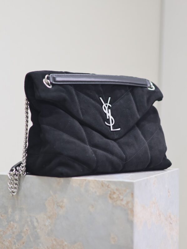 img_f8c0bdc9_20240811_i1723371904_6027_1_jpg YSL 25S LOULOU PUFFER GM 35 IN BLACK SUEDE SILVER HARDWRE