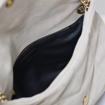 img_f8c0bdc9_20240811_i1723372260_1294_0_jpg YSL 25S LOULOU PUFFER GM 35 IN SMOKEY TAUPE SUEDE GOLD HARDWRE