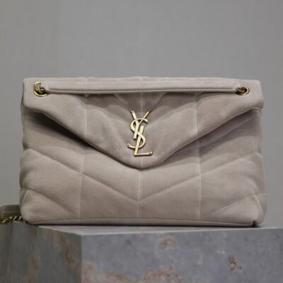 img_f8c0bdc9_20240811_i1723372260_285_8_jpg YSL 25S LOULOU PUFFER GM 35 IN SMOKEY TAUPE SUEDE GOLD HARDWRE