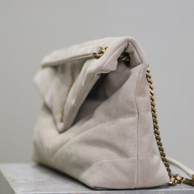 img_f8c0bdc9_20240811_i1723372260_4270_4_jpg YSL 25S LOULOU PUFFER GM 35 IN SMOKEY TAUPE SUEDE GOLD HARDWRE