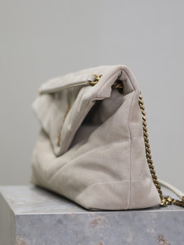 img_f8c0bdc9_20240811_i1723372260_4270_4_jpg YSL 25S LOULOU PUFFER GM 35 IN SMOKEY TAUPE SUEDE GOLD HARDWRE