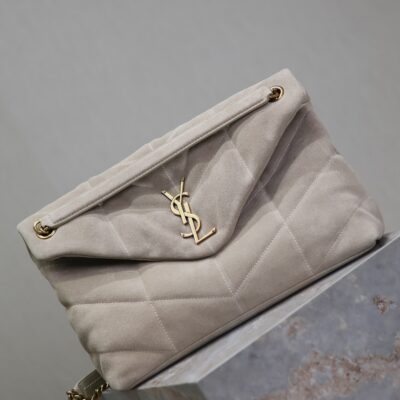 img_f8c0bdc9_20240811_i1723372260_9472_3_jpg YSL 25S LOULOU PUFFER GM 35 IN SMOKEY TAUPE SUEDE GOLD HARDWRE