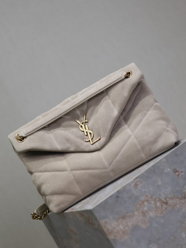 img_f8c0bdc9_20240811_i1723372260_9472_3_jpg YSL 25S LOULOU PUFFER GM 35 IN SMOKEY TAUPE SUEDE GOLD HARDWRE