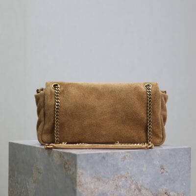 CALYPSO BAG 26 IN CIDER BROWN SUEDE GOLD HARDWARE
